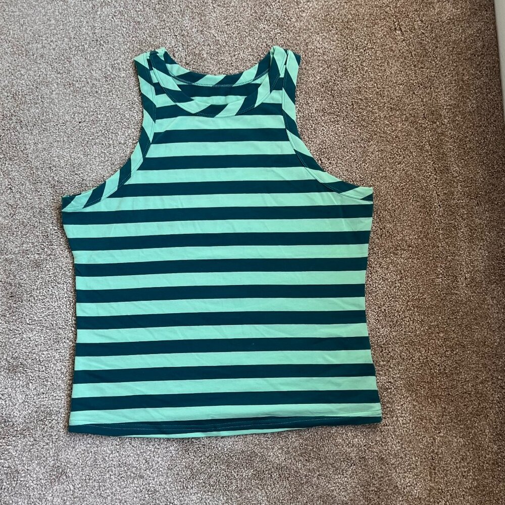 Striped Color Block Sleeveless Racerback Tank - Picture 2 of 3